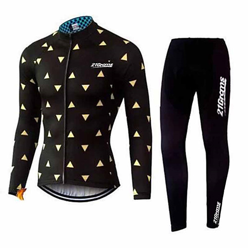 

21Grams Men's Long Sleeve Cycling Jersey with Tights Winter Fleece Black Bike Clothing Suit Thermal / Warm Breathable Quick Dry Anatomic Design Reflective Strips Sports Graphic Mountain Bike MTB Road