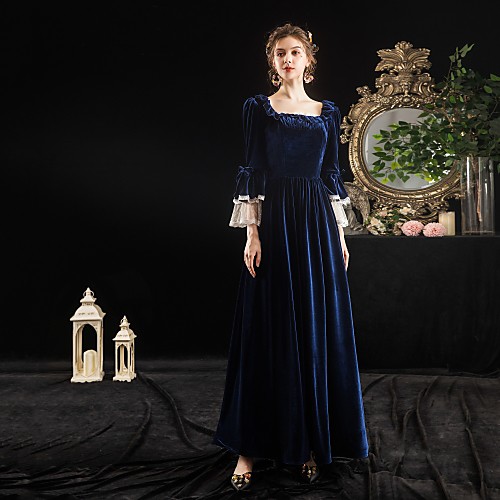 

Maria Antonietta Rococo Baroque Victorian Dress Party Costume Masquerade Women's Lace Costume Ink Blue Vintage Cosplay Party Halloween Party & Evening Floor Length Ball Gown Plus Size