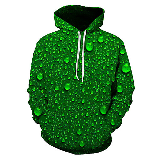 

Men's Casual / Basic Hoodie - Color Block / 3D Green US32 / UK32 / EU40