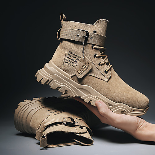 

Муж. Fashion Boots Кожа Наступила зима Английский Ботинки Нескользкий Черный / Бежевый / Хаки