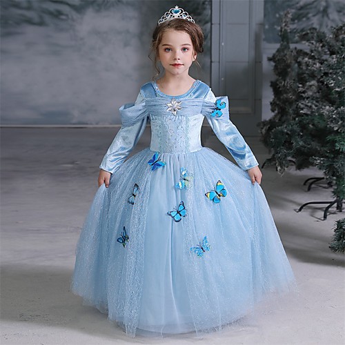 фото Cinderella сказка принцесса платья девочки косплей из фильмов хэллоуин рождество синий хэллоуин Lightinthebox
