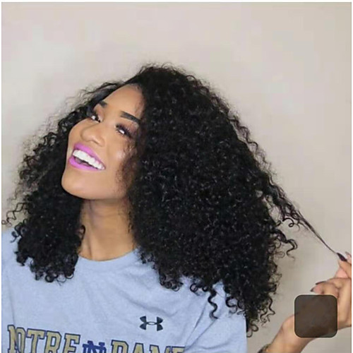 

Human Hair Lace Front Wig Free Part style Brazilian Hair Jerry Curl Black Wig 130% 150% Density Classic Women Fashion Women's Short Human Hair Lace Wig Clytie