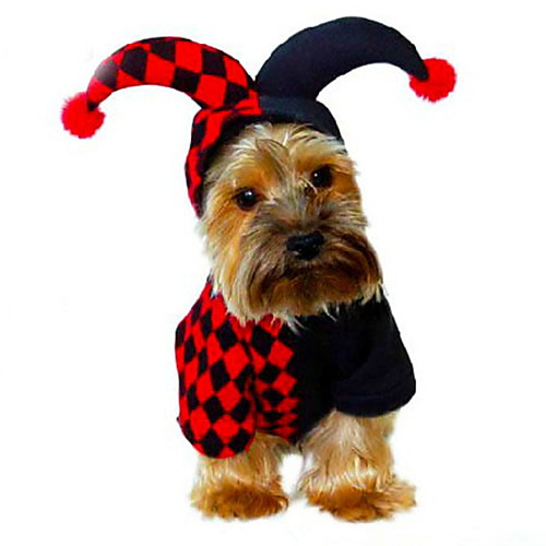 фото Собаки инвентарь волшебная шляпа одежда для собак в клетку красный полиэстер костюм назначение зима праздник хэллоуин Lightinthebox