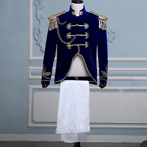 

Prince Retro Vintage Medieval Coat Pants Outfits Masquerade Men's Costume Blue Vintage Cosplay Party Long Sleeve Pantsuit / Jumpsuit
