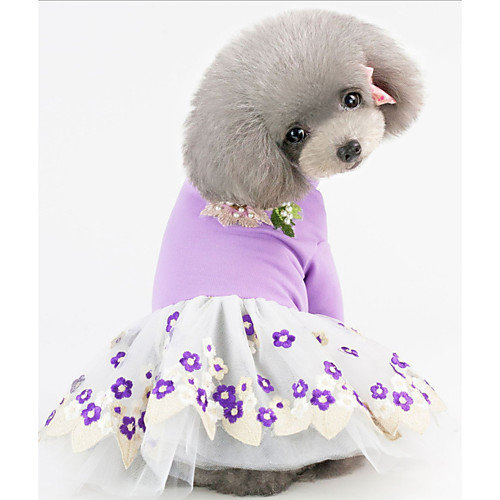 фото Собаки коты животные платья одежда для собак кружева цветы лиловый желтый розовый полиэстер костюм назначение лето юбки и платья Lightinthebox
