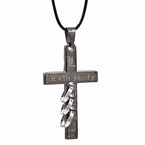 

Men's Pendant Necklace Cross Punk Trendy Leather Chrome Black 48 cm Necklace Jewelry 1pc For Street