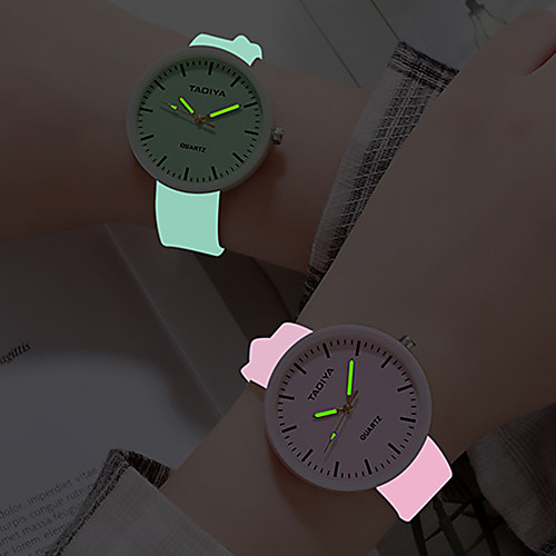 

Women's Quartz Watches Fashion White Green Pink Silicone Quartz White Blushing Pink Green Creative Luminous Noctilucent 1 pc Analog One Year Battery Life / Stainless Steel