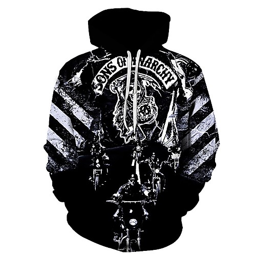 

Men's Street chic / Halloween Hoodie - 3D / Skull / Tribal Black US32 / UK32 / EU40