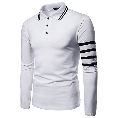 

Men's Daily Going out Basic / Street chic Polo - Color Block Black