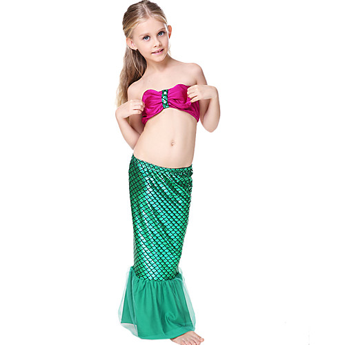 

The Little Mermaid Mermaid Tail Dress Cosplay Costume Masquerade Girls' Movie Cosplay A-Line Slip Cosplay Mermaid Purple / Red Top Skirt Underwear Halloween Children's Day Masquerade Sequin Polyster