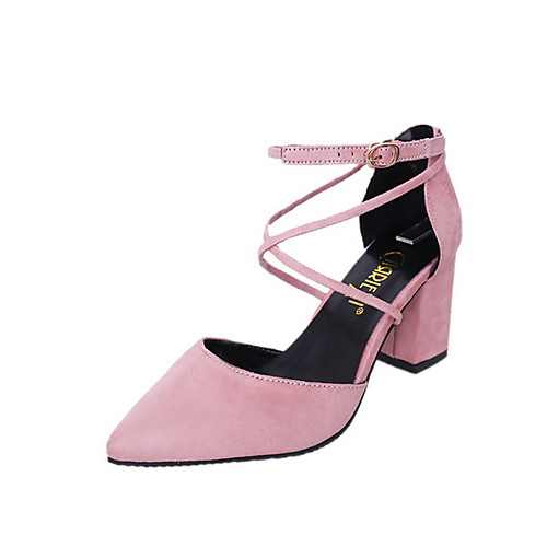 

Жен. Обувь на каблуках На толстом каблуке Заостренный носок Полиуретан Лето Черный / Розовый / Серый