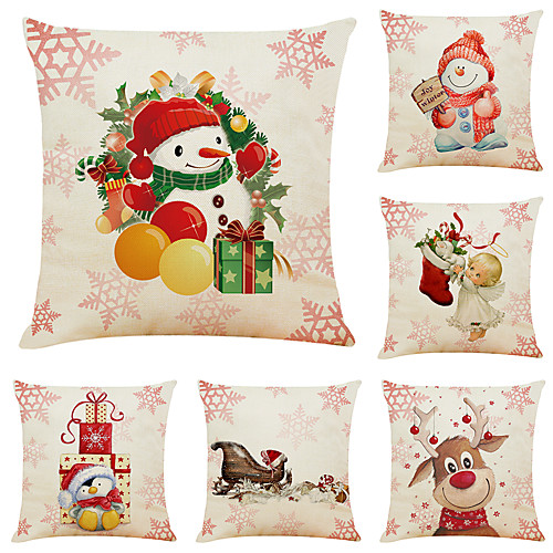 

набор из 6 снеговика лося рождественское белье квадратные декоративные наволочки дивана наволочки 18x18