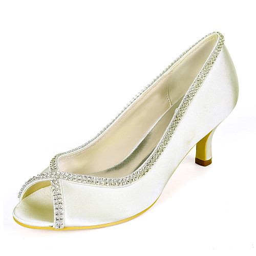 

Women's Wedding Shoes Stiletto Heel Peep Toe Sparkling Glitter Satin Minimalism Fall / Spring & Summer Black / White / Purple / Party & Evening