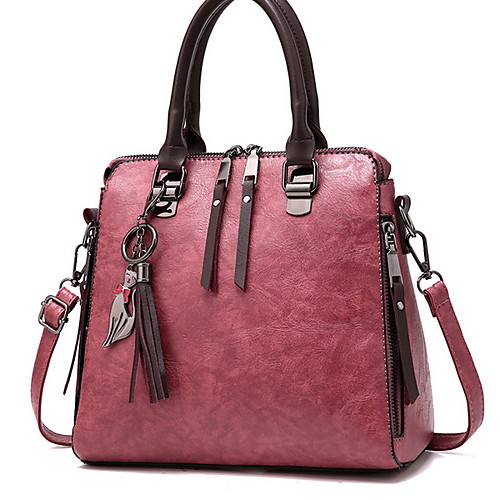 

Women's Zipper PU Top Handle Bag Solid Color Black / Wine / Blushing Pink