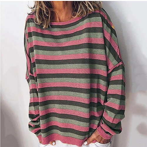 

Women's Basic Sweatshirt - Striped Blushing Pink S