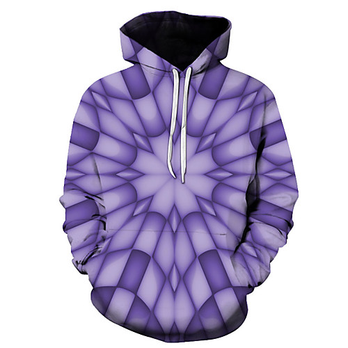

Men's Casual / Street chic Hoodie - Geometric / Color Block / 3D Purple US32 / UK32 / EU40