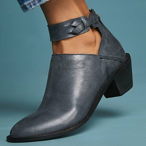 

Women's Boots Low Heel Round Toe PU Booties / Ankle Boots Fall & Winter Black / Almond / Light Blue