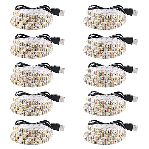 

0.5m Flexible Tiktok LED Strip Lights 30 LEDs SMD3528 8mm Warm White / White / Red Creative / Party / Decorative 5 V 10pcs