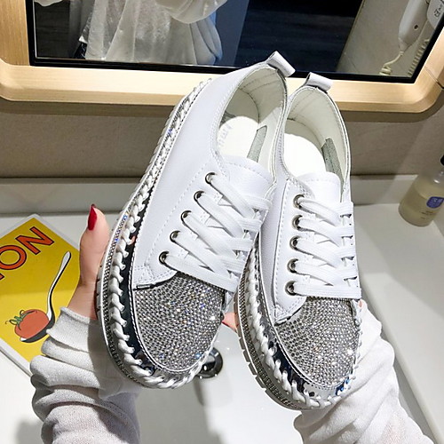 

Women's Sneakers Flat Heel Round Toe PU Summer White / Silver