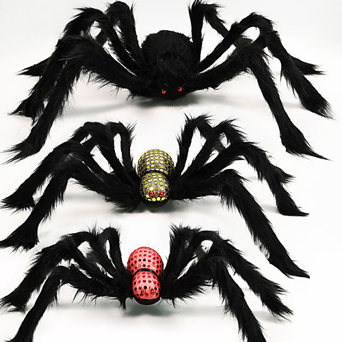 

супер большой плюшевый паук из проволоки и плюшевый черный стиль для украшения партии или хэллоуина 1 шт
