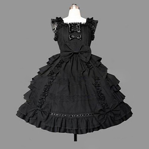 фото Девочки sweet lolita платья черный розовый средняя длина хлопок платье лолита аксессуары Lightinthebox