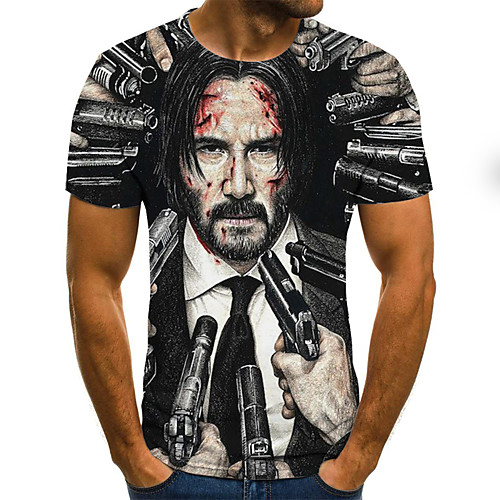 

Men's Weekend Street chic T-shirt - 3D / Portrait Pleated / Print Black