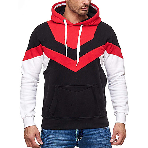 

Men's Casual / Active Hoodie - Color Block Red US34 / UK34 / EU42