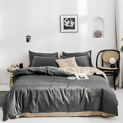 

Duvet Cover Sets Solid Colored Cotton Embroidery 4 PieceBedding Sets