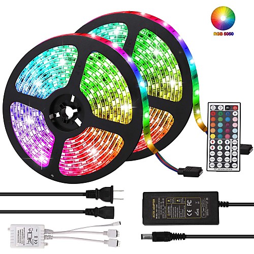 

KWB 10m Light Sets 600 LEDs 5050 SMD 10mm RGB Remote Control / RC / Cuttable / Dimmable 100-240 V / Linkable / Self-adhesive / Color-Changing / IP44