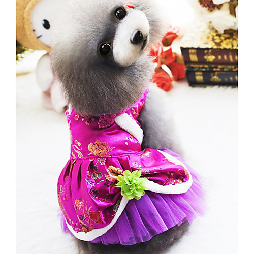 

Собаки Коты Животные Платья Одежда для собак Цветы Пурпурный Красный Полиэстер Костюм Назначение Лето Этнический Новый год