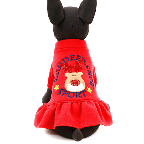 

Собаки Коты Животные Платья Одежда для собак Северный олень Красный Полиэстер Костюм Назначение Зима Праздник Рождество