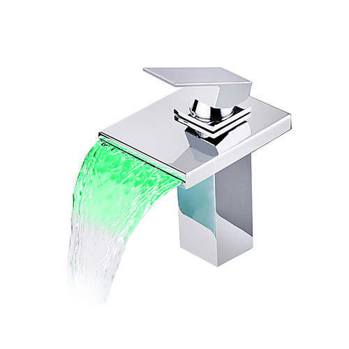 

Ванная раковина кран - Водопад / LED Хром По центру Одно отверстие / Одной ручкой одно отверстиеBath Taps / Латунь