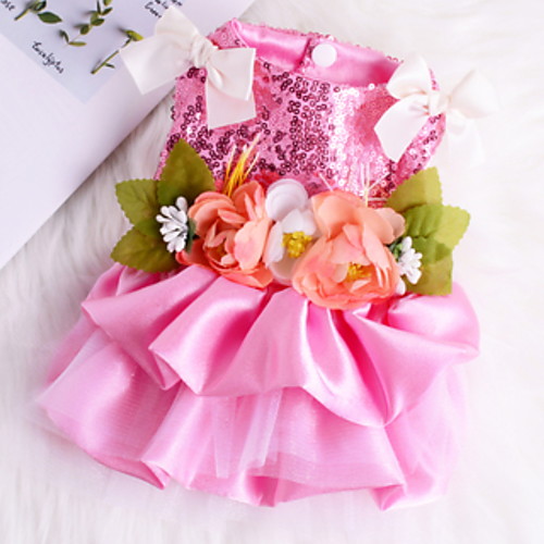 фото Собаки коты животные платья одежда для собак цветочные / ботанический кружева темно-синий розовый полиэстер костюм назначение лето свадьба Lightinthebox