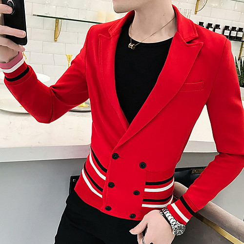

Men's Blazer Shawl Lapel Polyester Black / Red