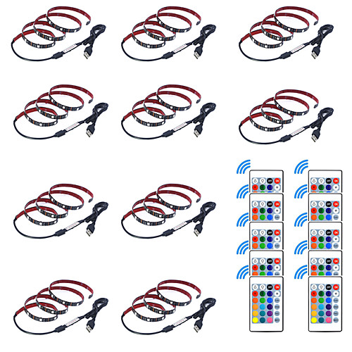 

0.5m Flexible LED Strip Lights / RGB Tiktok Lights / Remote Controls 15 LEDs SMD5050 1 24Keys Remote Controller 10pcs Multi Color Waterproof / Creative / Party 5 V