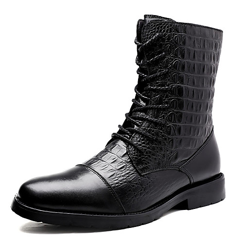 

Men's Fashion Boots Nappa Leather Winter / Fall & Winter Vintage / British Boots Warm Mid-Calf Boots Black / Party & Evening