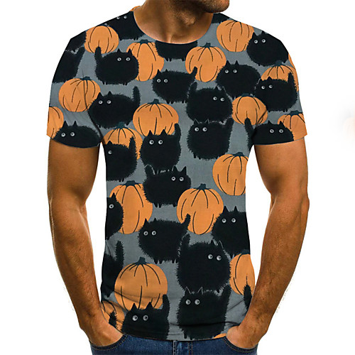

Men's Daily Sports Basic / Exaggerated T-shirt - Color Block / 3D Black & White, Print Rainbow