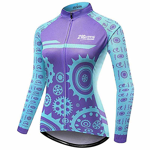 

21Grams Women's Long Sleeve Cycling Jersey Blue Bike Jersey Top Mountain Bike MTB Road Bike Cycling Thermal / Warm UV Resistant Breathable Sports Winter 100% Polyester Clothing Apparel / Stretchy