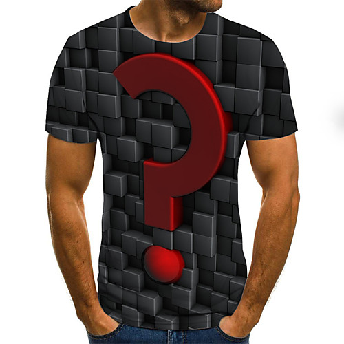 

Men's Daily Sports Basic / Exaggerated T-shirt - Color Block / 3D / Graphic Black & White, Print Dark Gray