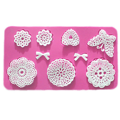 

Lace Mat Fondant Silicone Mold Cake Decorating Tools Wedding Flower Butterfly Heart Bow Embossing Mould