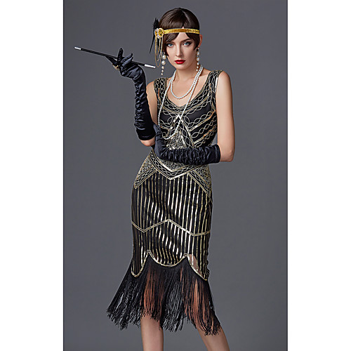 фото The great gatsby чарльстон 1920s гетсби ревущие двадцатые обруч в стиле флэппер жен. пайетки костюм черный / золотой / цвет шампанского винтаж косплей для вечеринок встреча выпускников выпускной Lightinthebox