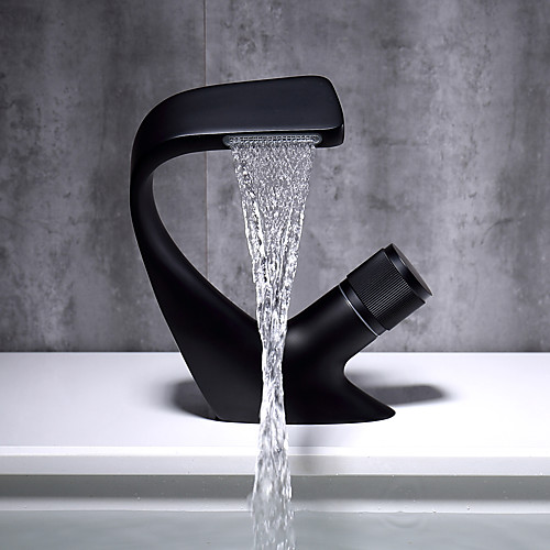 

Black/Chrome Centerset Bathroom Sink Faucet Dual Sealed Waterfall Technology Single Handle One HoleBath Taps