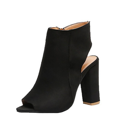

Women's Boots Chunky Heel Peep Toe Suede Booties / Ankle Boots Summer Black / Pink / Beige