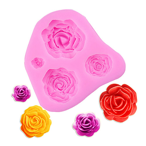 

4 Sizes Rose Flower Shape Silicone Mold Cupcake Flower Fondant Baking Cake Decoration Tools