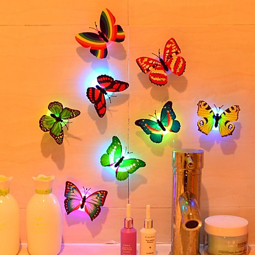 

luz de noche led cambio de mariposa colorido pasillo luces de noche botón con pilas para fiesta dormitorio cocina baño cubierta 5 piezas