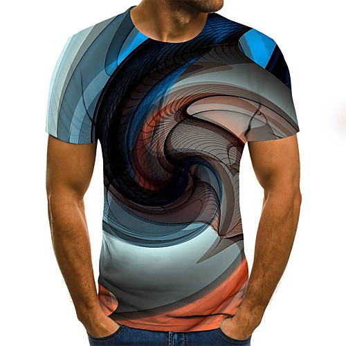 

Men's Daily Sports Basic / Exaggerated T-shirt - Color Block / 3D Black & White, Print Rainbow