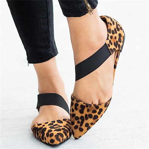 

Women's Flats Flat Heel Pointed Toe Suede / PU Casual / Minimalism Spring & Summer / Fall & Winter Black / Leopard / White