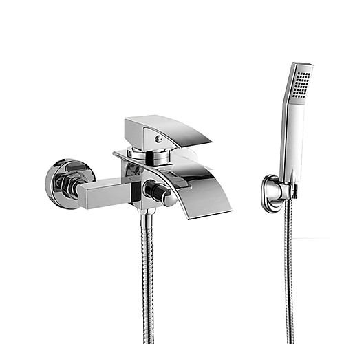 

Bathtub Faucet - Contemporary Chrome Wall Mounted Ceramic Valve Bath Shower Mixer Taps