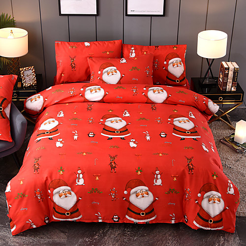 

комплект постельного белья на рождество с рождественским подарком печатный 3d простыня наволочка и пододеяльник красное постельное белье постельное белье