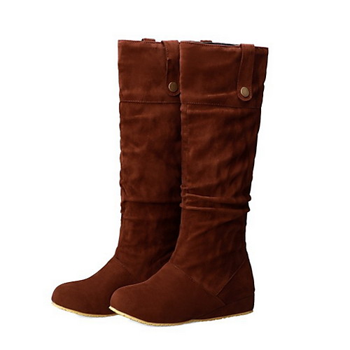 

Women's Boots Knee High Boots Flat Heel Round Toe Suede Knee High Boots Summer Black / Brown